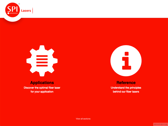 Home screen of SPI iPad app